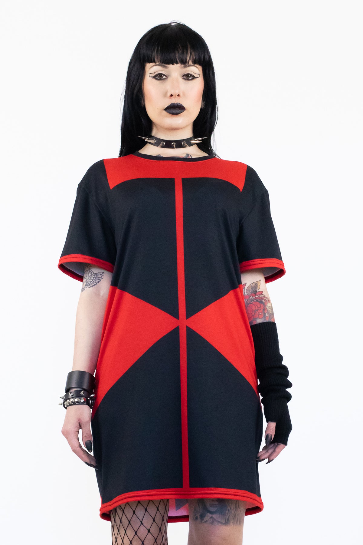 black and red t shirt dress Vestido Tipo Camiseta Von Dutch Flame - Negro/Combinado