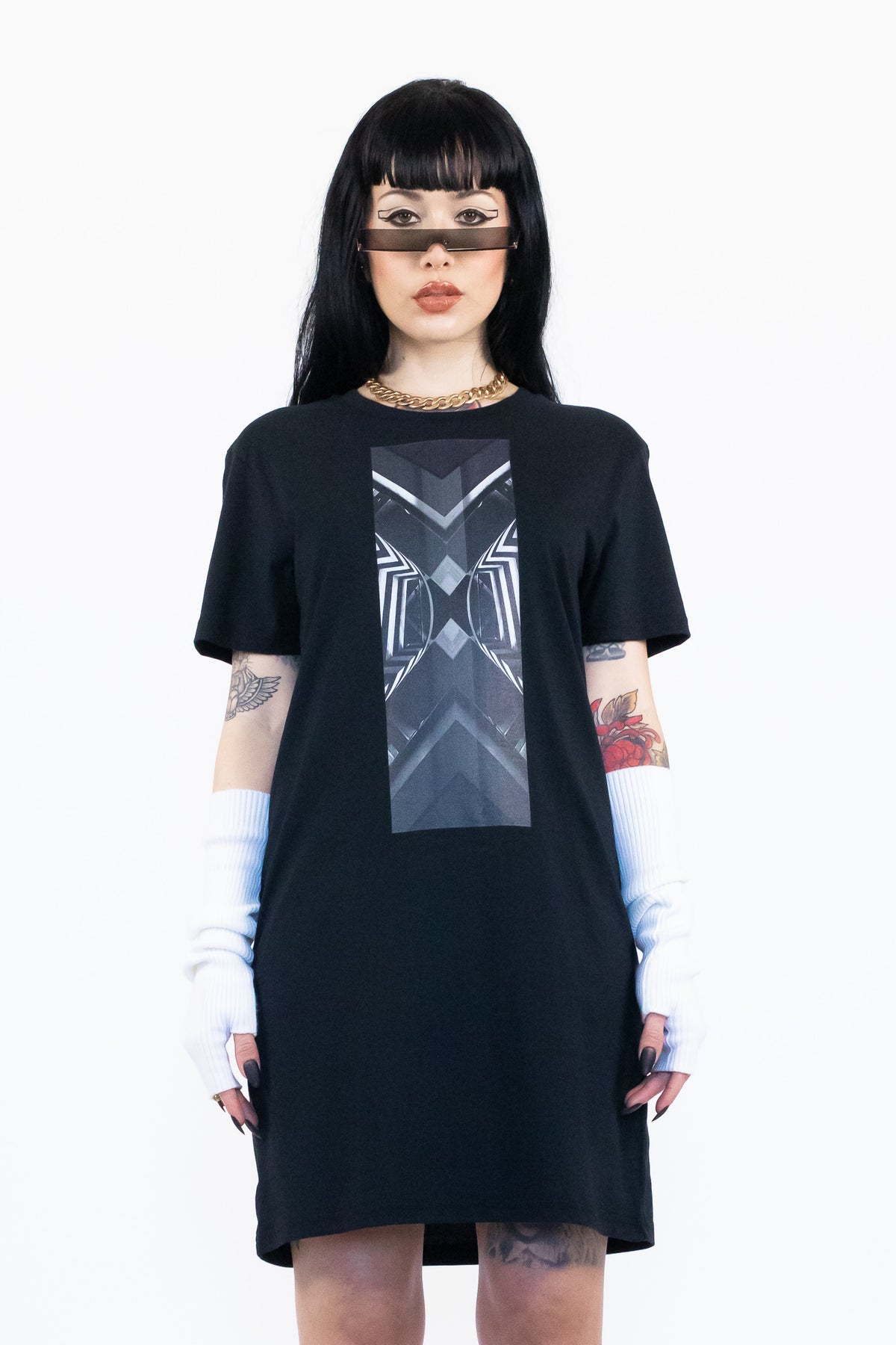 black graphic t shirt dress Upcycled Graphic T-Shirts Mini Dress
